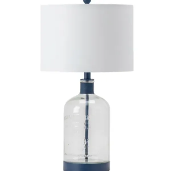 Table Lamps-Kirkland's Home Navy Metal And Glass Jar Table Lamp White