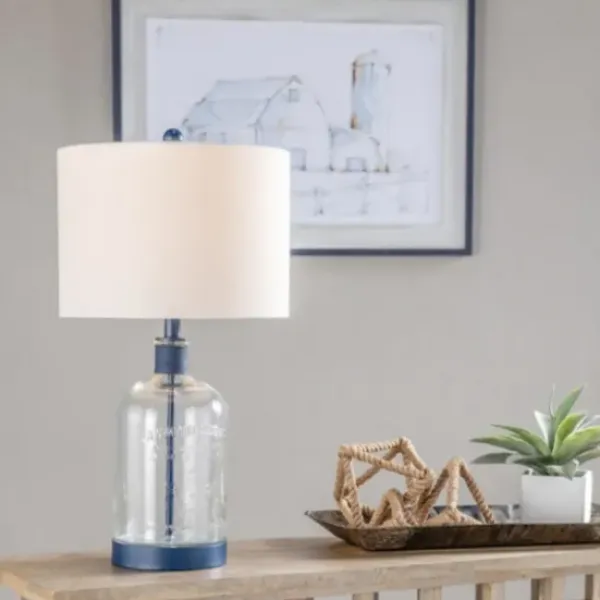 Table Lamps-Kirkland's Home Navy Metal And Glass Jar Table Lamp White