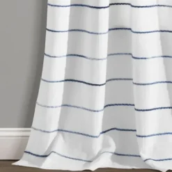 Curtains & Drapes-Kirkland's Home Navy Nantucket Fringe Curtain Panel Set, 95 In. Blue/White