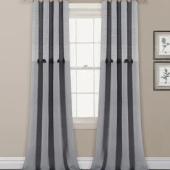 Curtains & Drapes-Kirkland's Home Navy Nantucket Fringe Curtain Panel Set, 84 In. Blue/White