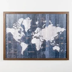 Framed Art-Kirkland's Home Navy Old World Map Framed Art Print Blue/White