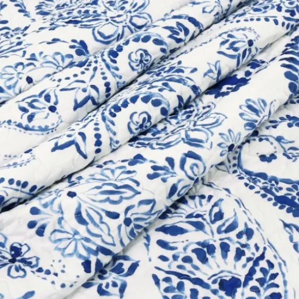 Quilts-Kirkland's Home Navy Paisley 3-Pc. Full/Queen Reversible Quilt Set Blue