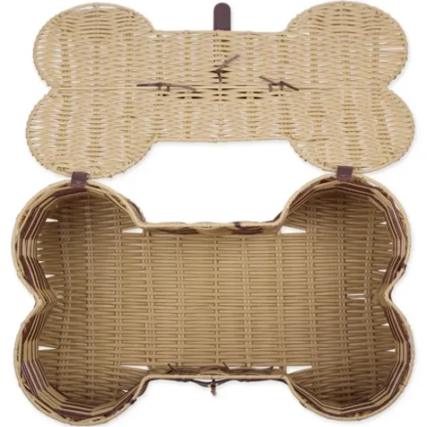 Baskets & Boxes-Kirkland's Home Navy Paw Patch Stripe Rectangle Pet Basket Blue