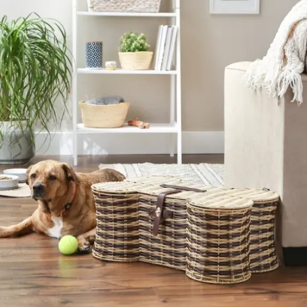 Baskets & Boxes-Kirkland's Home Navy Paw Patch Stripe Rectangle Pet Basket Blue