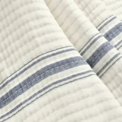 Blankets & Throws-Kirkland's Home Navy Pick Stitch Stripe Decorative Throw Blue/White