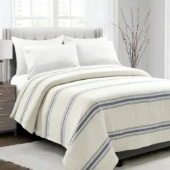 Quilts-Kirkland's Home Navy Pick Stitch Stripe Queen Quilt Blue/White