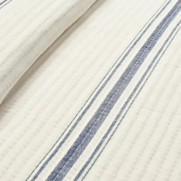 Quilts-Kirkland's Home Navy Pick Stitch Stripe Queen Quilt Blue/White