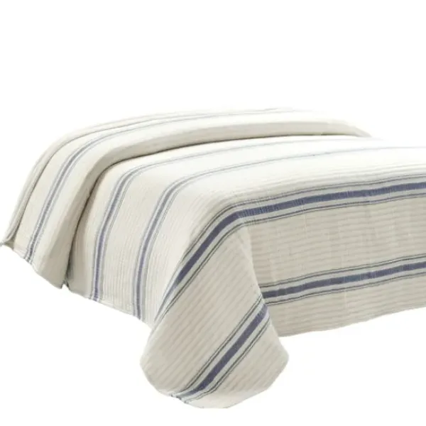 Quilts-Kirkland's Home Navy Pick Stitch Stripe Queen Quilt Blue/White
