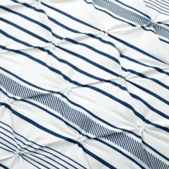 Comforters-Kirkland's Home Navy Pintuck Stripe Full/Queen 5-Pc. Comforter Set Blue/White