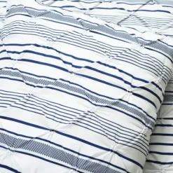 Comforters-Kirkland's Home Navy Pintuck Stripe Full/Queen 5-Pc. Comforter Set Blue/White