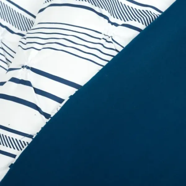Comforters-Kirkland's Home Navy Pintuck Stripe King 5-Pc. Comforter Set Blue/White