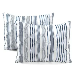 Comforters-Kirkland's Home Navy Pintuck Stripe King 5-Pc. Comforter Set Blue/White