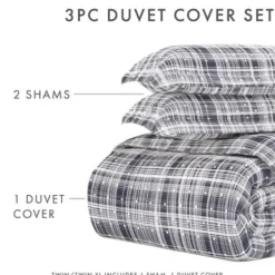 Duvets-Kirkland's Home Navy Plaid Polka Dot 2-Pc. Twin Duvet Cover Set Blue/White