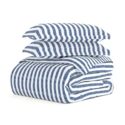 Duvets-Kirkland's Home Navy Rugged Stripe 2-Pc. Twin Duvet Cover Set Blue/White