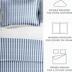Duvets-Kirkland's Home Navy Rugged Stripe 2-Pc. Twin Duvet Cover Set Blue/White