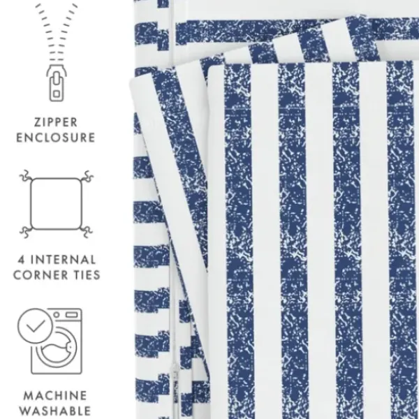 Duvets-Kirkland's Home Navy Rugged Stripe 2-Pc. Twin Duvet Cover Set Blue/White