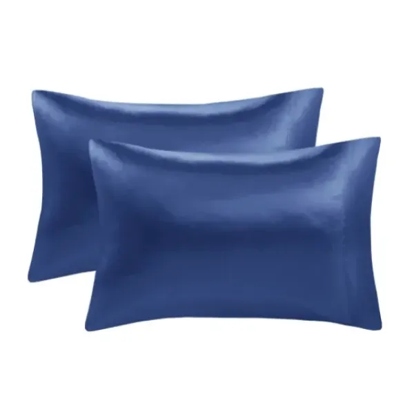 Bed Sheets-Kirkland's Home Navy Satin 6-Pc. Full Sheet Set Blue