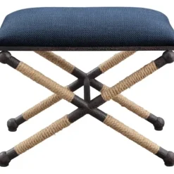 Benches & Ottomans-Kirkland's Home Navy Seat And Black Metal Ottoman Blue