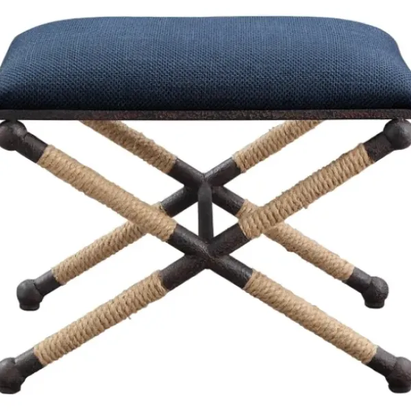 Benches & Ottomans-Kirkland's Home Navy Seat And Black Metal Ottoman Blue