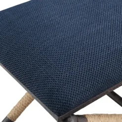 Benches & Ottomans-Kirkland's Home Navy Seat And Black Metal Ottoman Blue