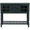 Console Tables-Kirkland's Home Navy Slatted Windowpane Console Table Blue