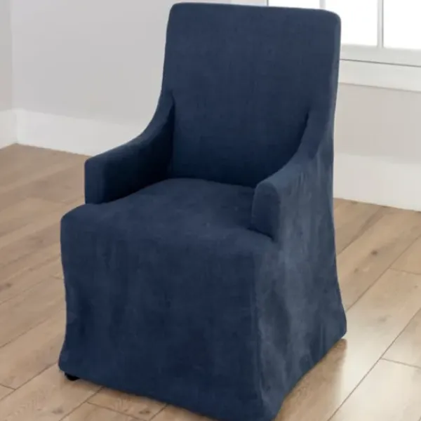 Dining Chairs-Kirkland's Home Navy Slipcover Captain Dining Chair Blue