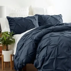 Duvets-Kirkland's Home Navy Soft Pinched 3-Pc. Twin Duvet Cover Set Blue