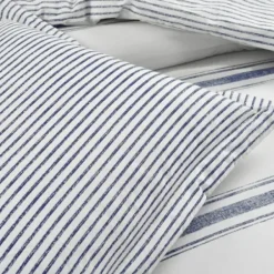 Comforters-Kirkland's Home Navy Stripe 3-Pc. King Comforter Set White/Blue