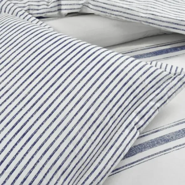 Comforters-Kirkland's Home Navy Stripe 3-Pc. King Comforter Set White/Blue