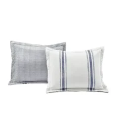 Comforters-Kirkland's Home Navy Stripe 3-Pc. King Comforter Set White/Blue