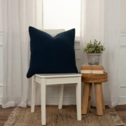 Pillows-Kirkland's Home Navy Subtle Striped Oversized Pillow Blue
