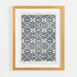 Wall Plaques-Kirkland's Home Navy Tapestry Framed Wall Plaque Blue/White