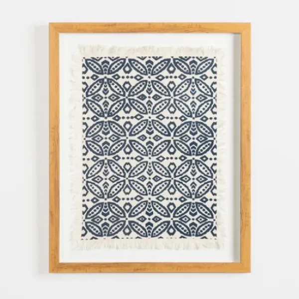 Wall Plaques-Kirkland's Home Navy Tapestry Framed Wall Plaque Blue/White