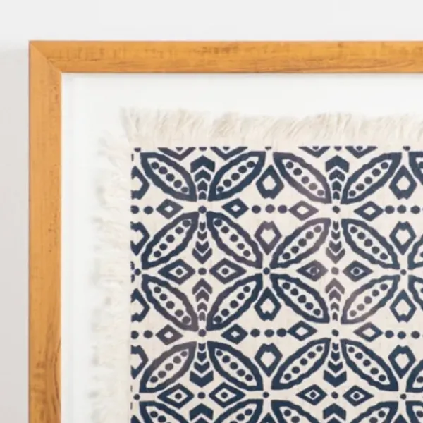Wall Plaques-Kirkland's Home Navy Tapestry Framed Wall Plaque Blue/White