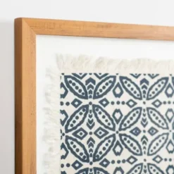 Wall Plaques-Kirkland's Home Navy Tapestry Framed Wall Plaque Blue/White