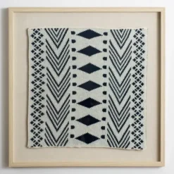 Wall Plaques-Kirkland's Home Navy Textile Shadowbox Wall Plaque Blue/Ivory
