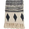 Blankets & Throws-Kirkland's Home Navy Textured Geometric Fringed Throw Blue/White