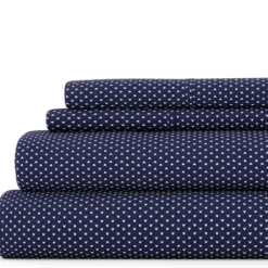 Bed Sheets-Kirkland's Home Navy Tiny Hearts 3-Pc. Twin Sheet Set Blue