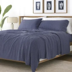 Bed Sheets-Kirkland's Home Navy Tiny Hearts 3-Pc. Twin Sheet Set Blue