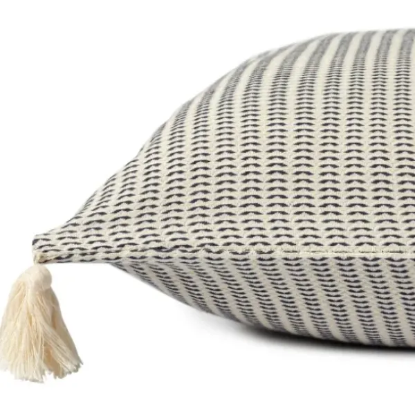 Pillows-Kirkland's Home Navy Trapeze Organic Cotton Throw Pillow Navy/Ivory
