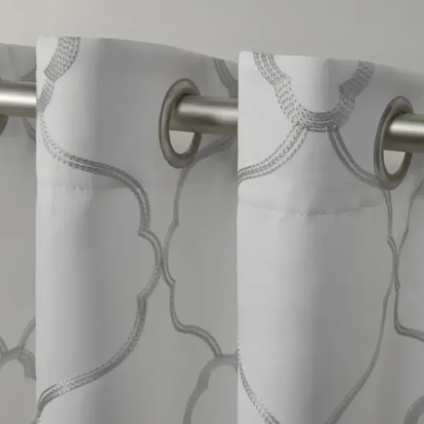 Curtains & Drapes-Kirkland's Home Navy Trellis Darkening Curtain Panel Set, 108 In. Blue/White