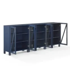 Tv Stands & Media Consoles-Kirkland's Home Navy Triangle 6-Door Wood Media Cabinet Blue