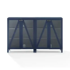Tv Stands & Media Consoles-Kirkland's Home Navy Triangle 4-Door Wood Media Cabinet Blue