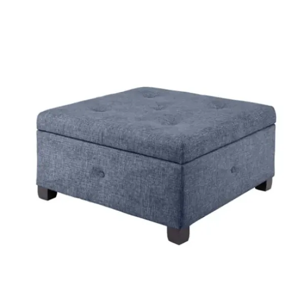 Benches & Ottomans-Kirkland's Home Navy Tufted Square Storage Ottoman Blue