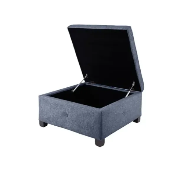 Benches & Ottomans-Kirkland's Home Navy Tufted Square Storage Ottoman Blue