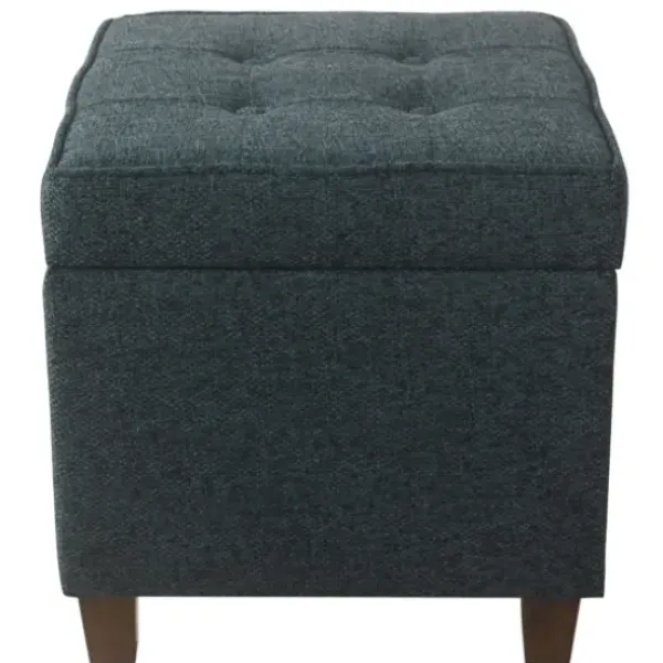 Benches & Ottomans-Kirkland's Home Navy Tufted Upholstered Storage Ottoman Blue