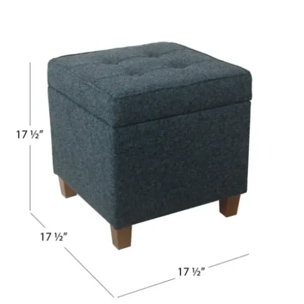 Benches & Ottomans-Kirkland's Home Navy Tufted Upholstered Storage Ottoman Blue