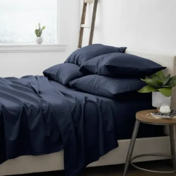Bed Sheets-Kirkland's Home Navy Ultra Soft 6-Pc. Queen Sheet Set Blue