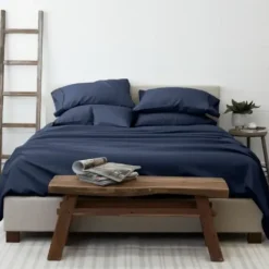 Bed Sheets-Kirkland's Home Navy Ultra Soft 6-Pc. Queen Sheet Set Blue
