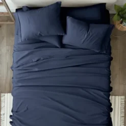 Bed Sheets-Kirkland's Home Navy Ultra Soft 6-Pc. Queen Sheet Set Blue